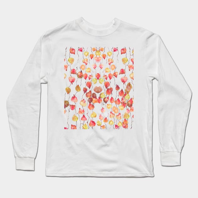 red orange yellow crimson glory vine leaves Long Sleeve T-Shirt by colorandcolor